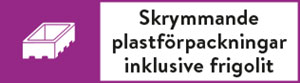 fraktionsbeskrivning ikon och text för skrymmande plastförpackningar