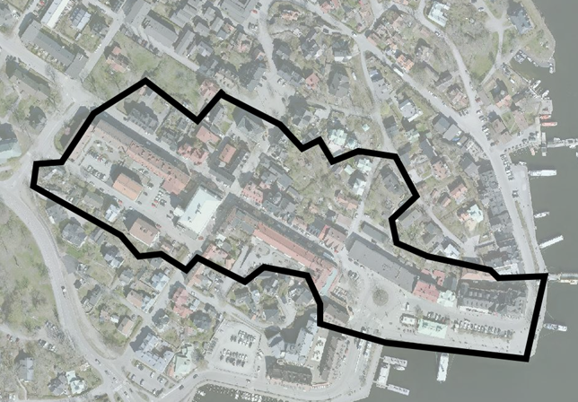 Kartbild på var inspektion av dagvattenledningar sker i Vaxholm